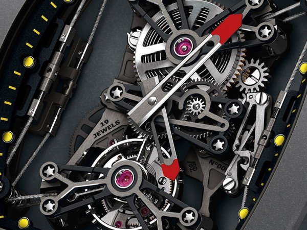 Steel cables suspend the movement inside the Richard Mille RM 27-01